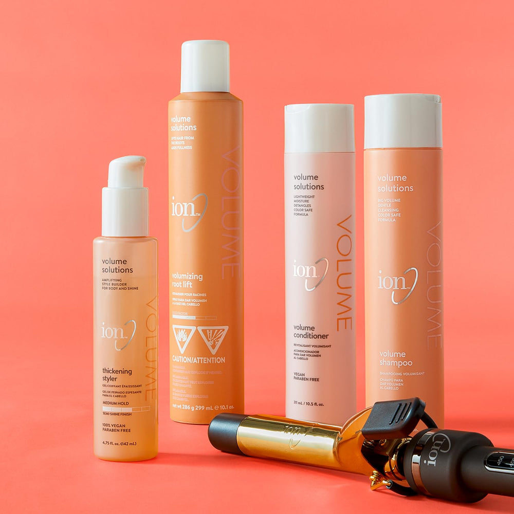 Ion Volumizing Root Lift packaging communicates a vegan, clean formula.
