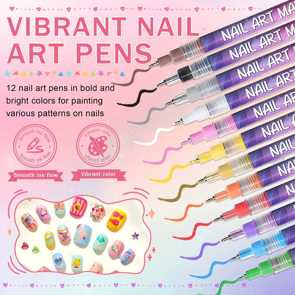 IONSGAKO fine-tip nail art pen enables precise line work.