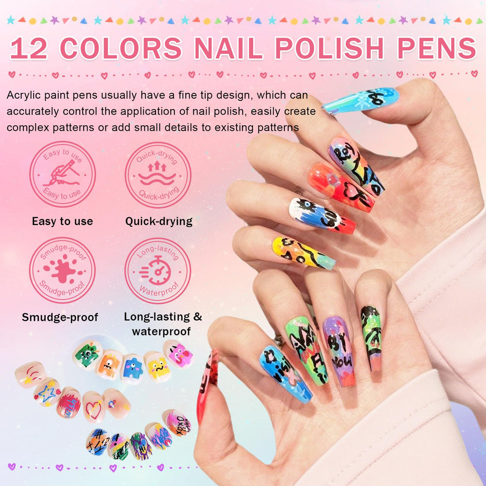 IONSGAKO quick-drying nail art pens for durable designs.