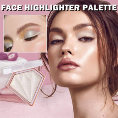 IONSGAKO White Highlighter Palette demonstrates pearlescent shimmer on the skin for a subtle glow.