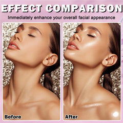 IONSGAKO highlighter application shows smooth blending on cheekbones and brow bones.