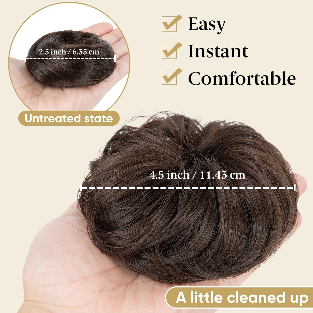 IOVOIMMSL dark brown shade blends with natural hair tones for seamless look.