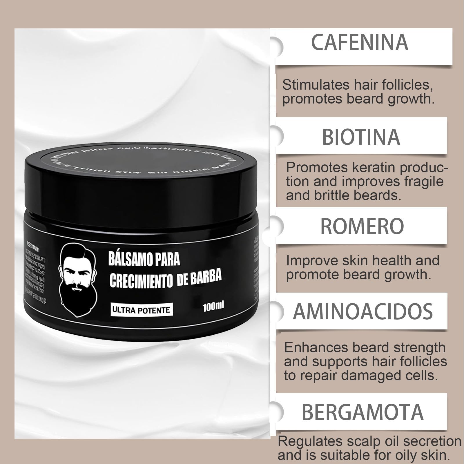 ipxkwll beard-stimulating balm application shows easy circular massage for absorption.