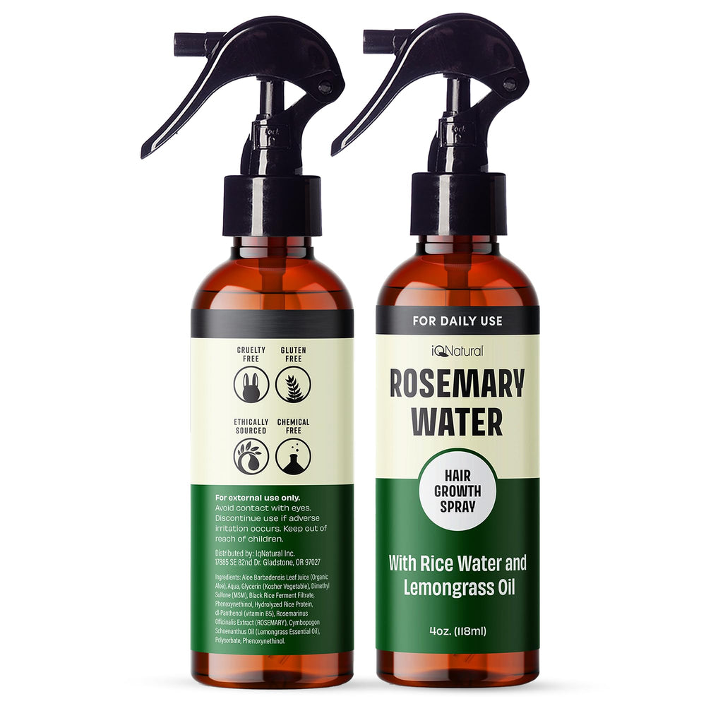 IQNATURAL hair growth routine use showing daily spray for balanced scalp feel
