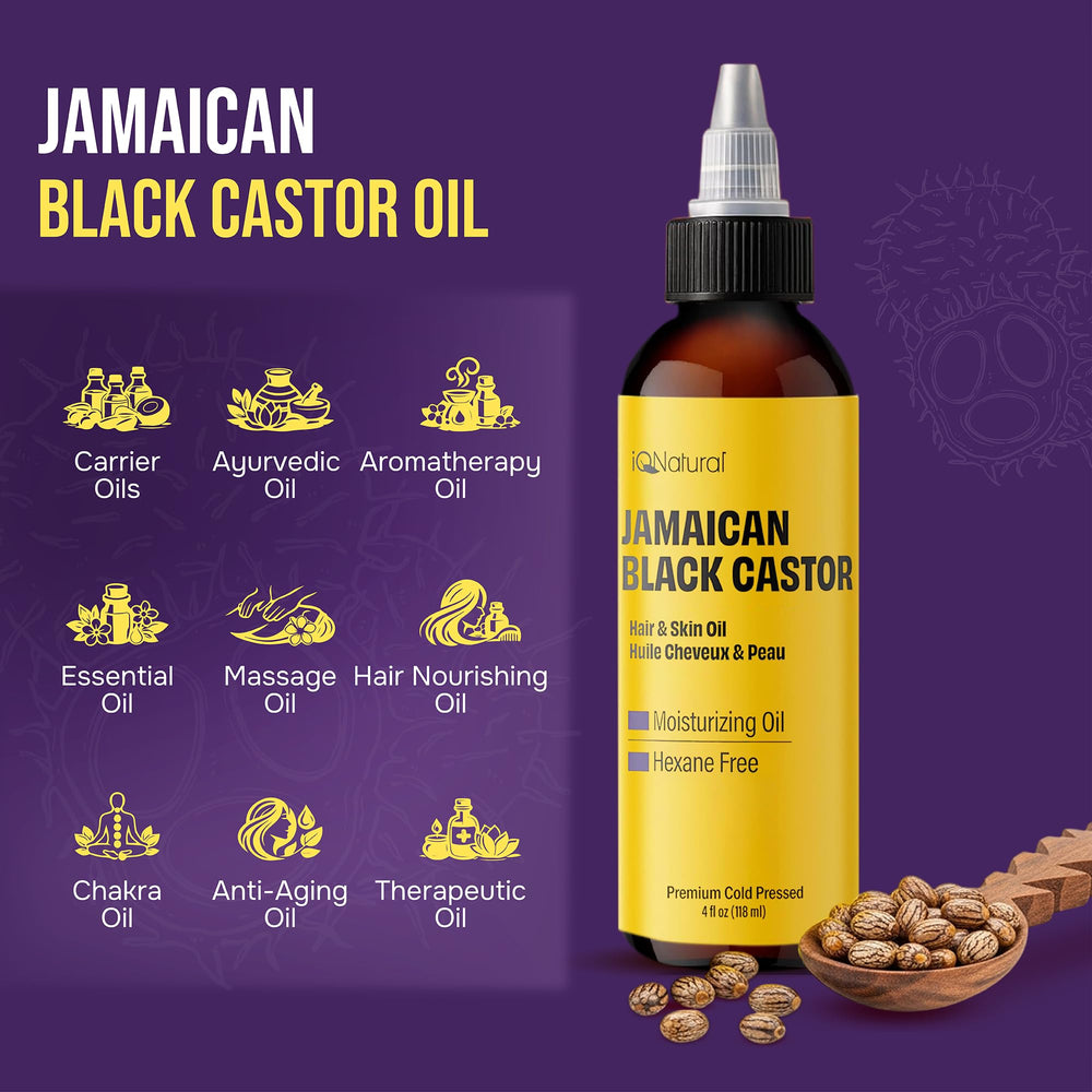 IQNATURAL unscented castor oil bottle with clean packaging