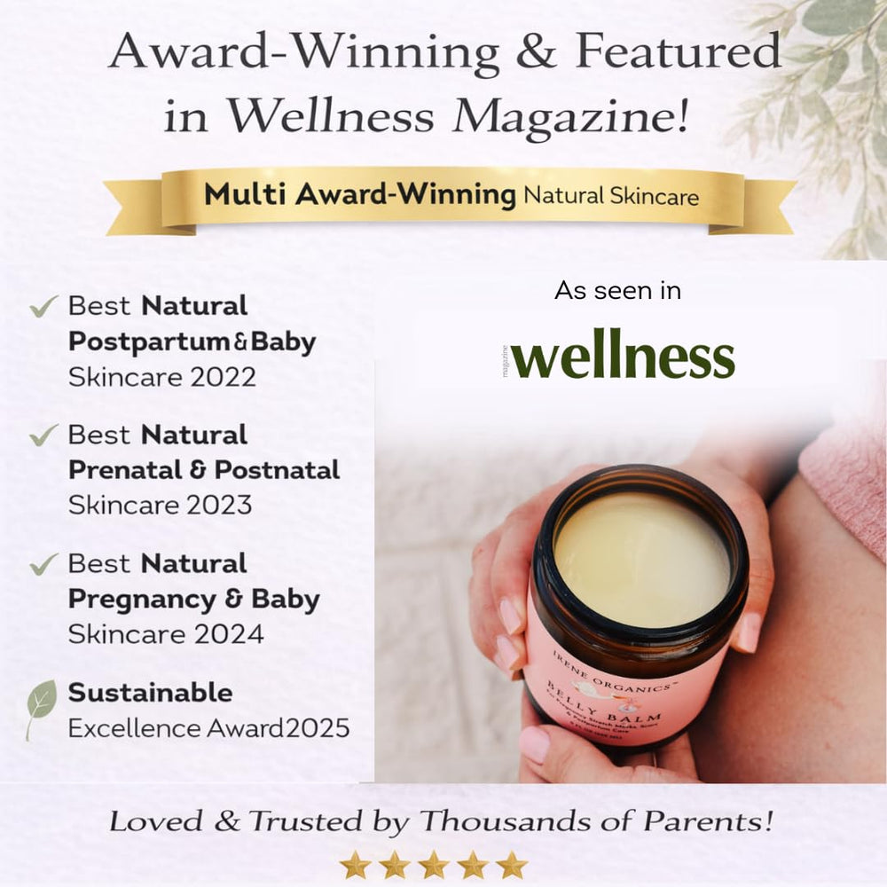 Irene Organics Postpartum Relief Spray soothes tender skin after birth.