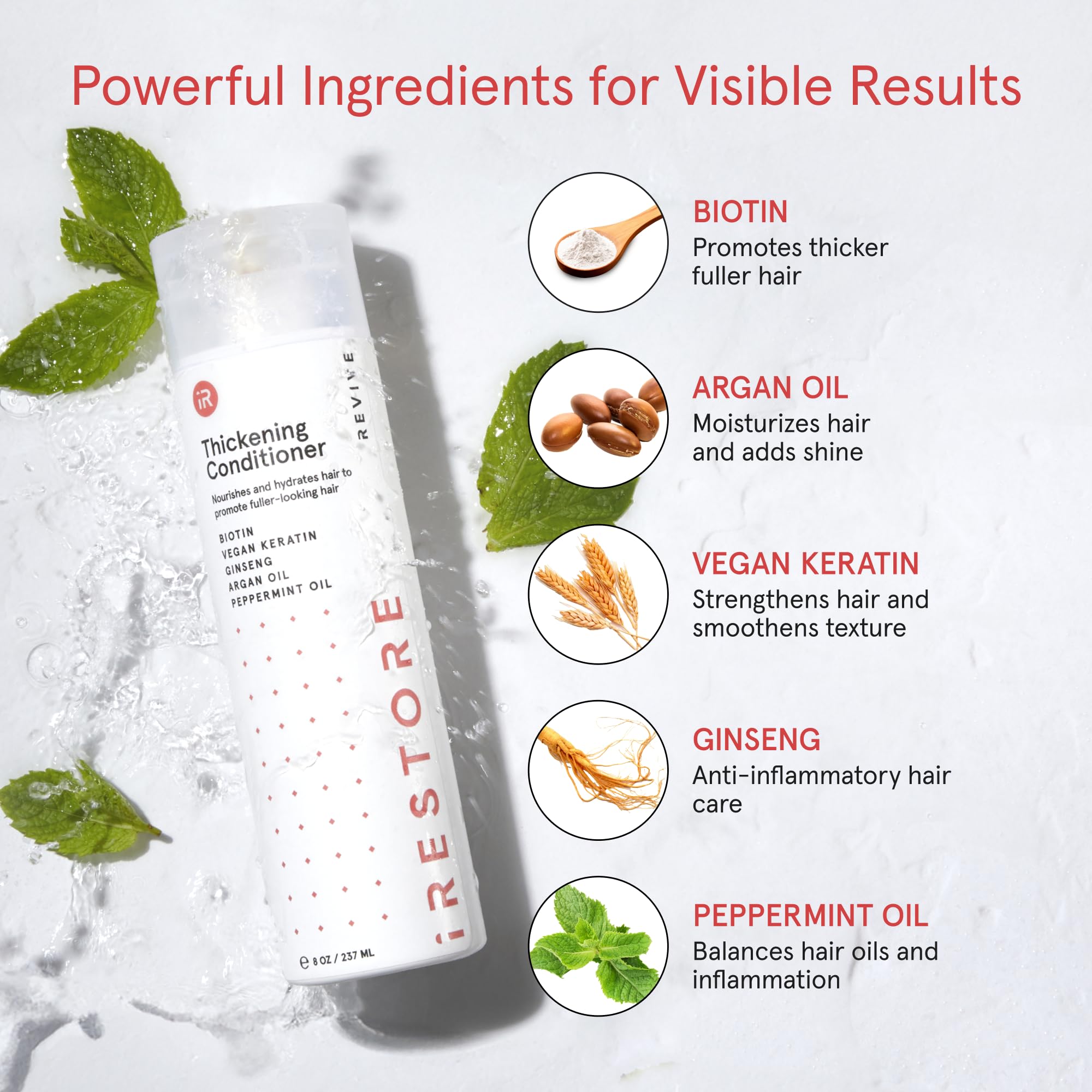 iRestore Biotin conditioner with argan oil delivering moisturized silky strands
