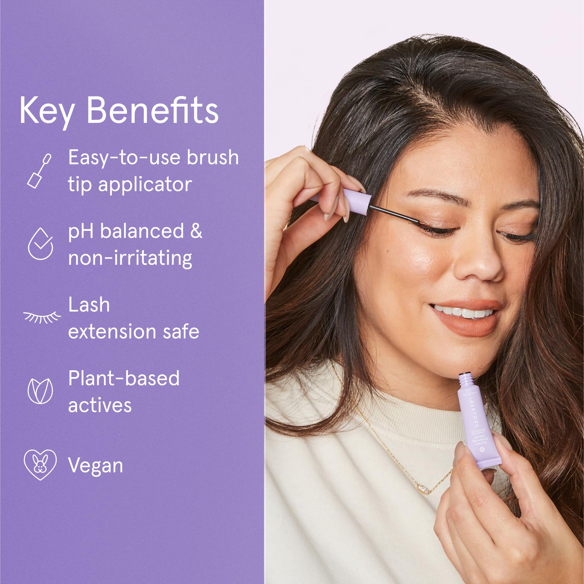 iRESTORE Eyelash Serum bottle dispensing to show targeted lash line coverage.