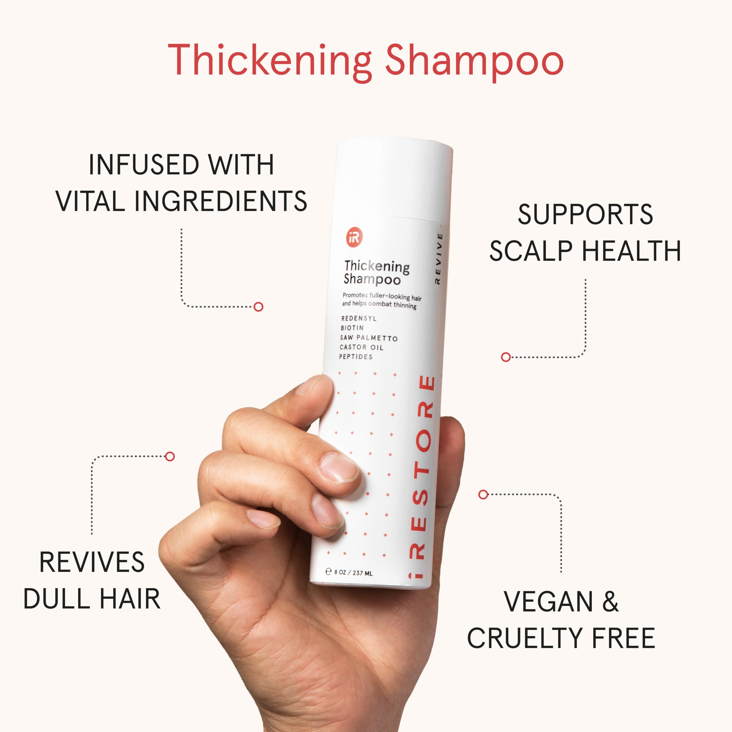 iRestore green tea antioxidants support scalp health and hair vitality during use.