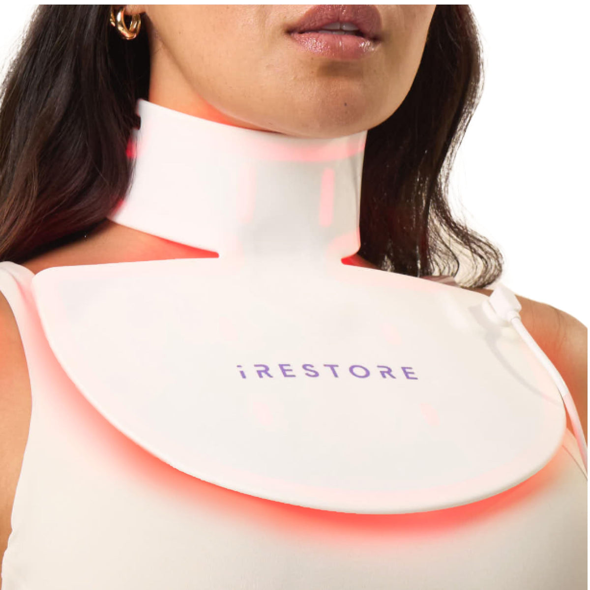 iRestore Illumina neck and chest mask in angle view for at-home glow and improved tone