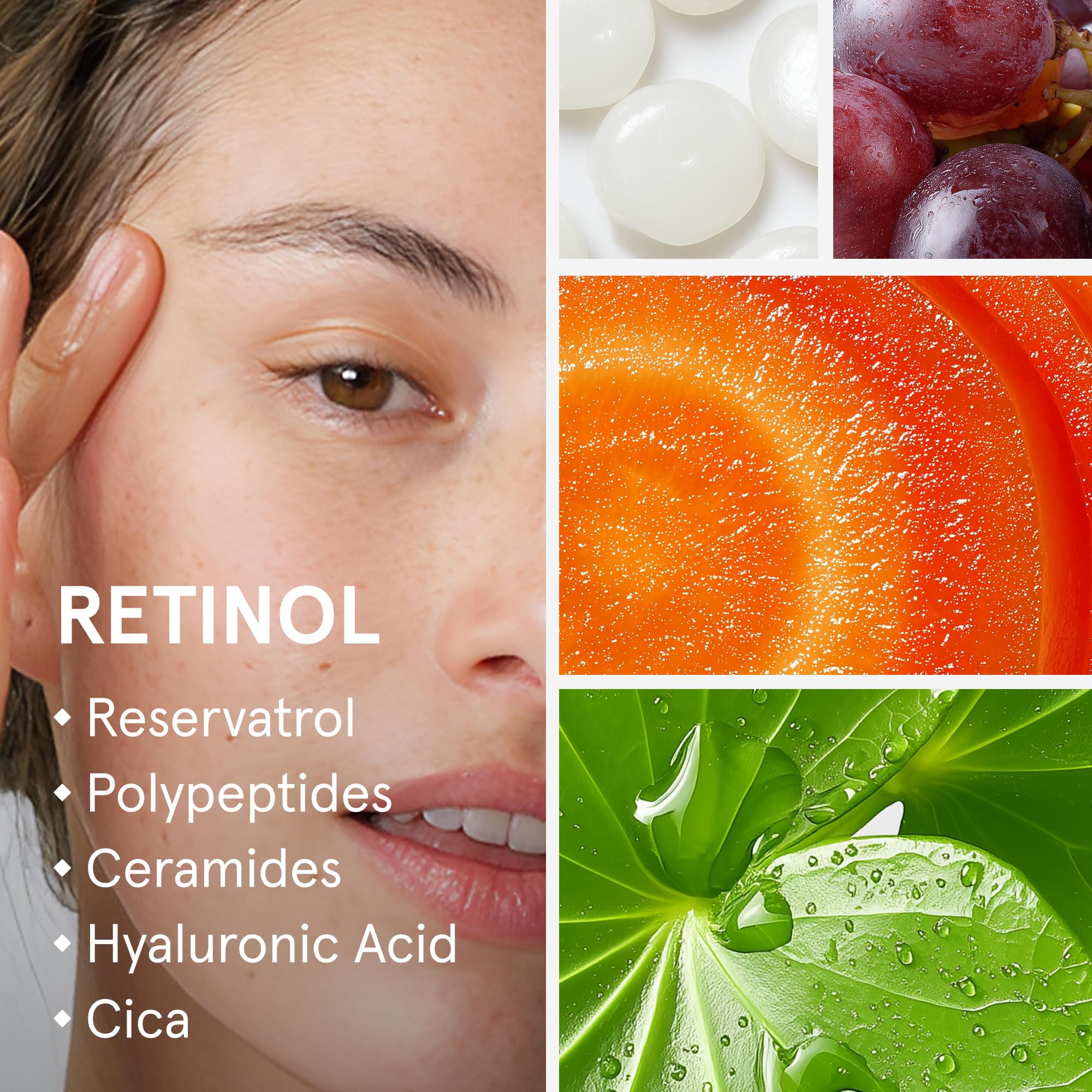 irestore retinol serum with peptides and hyaluronic acid for hydration.
