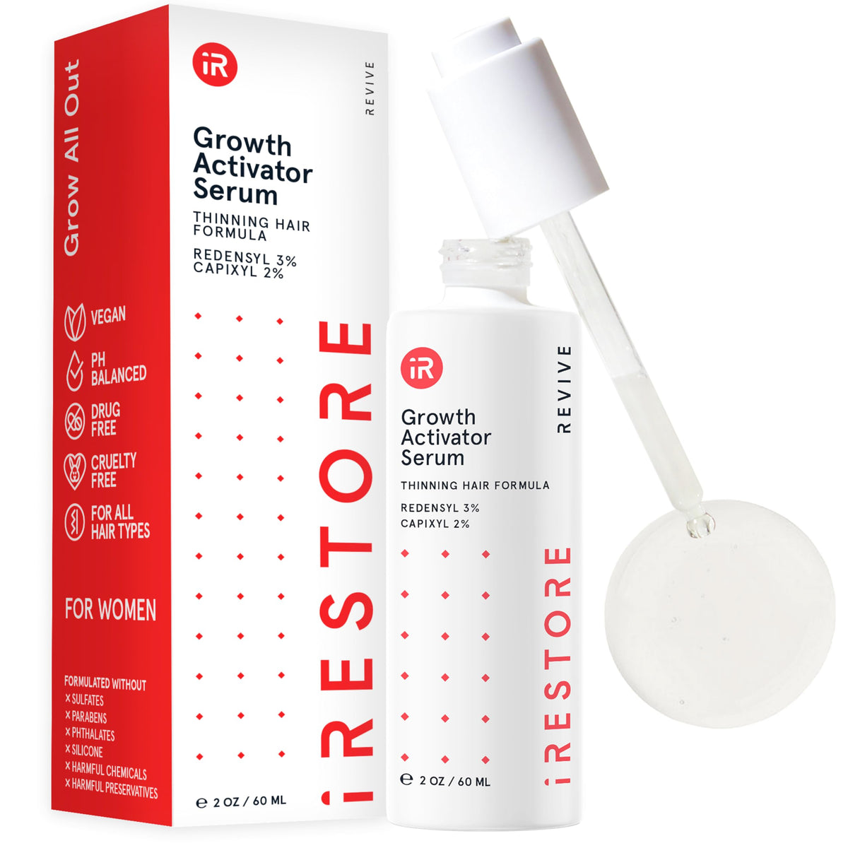 iRestore Scalp Serum bottle on a clean surface for convenient daily use.