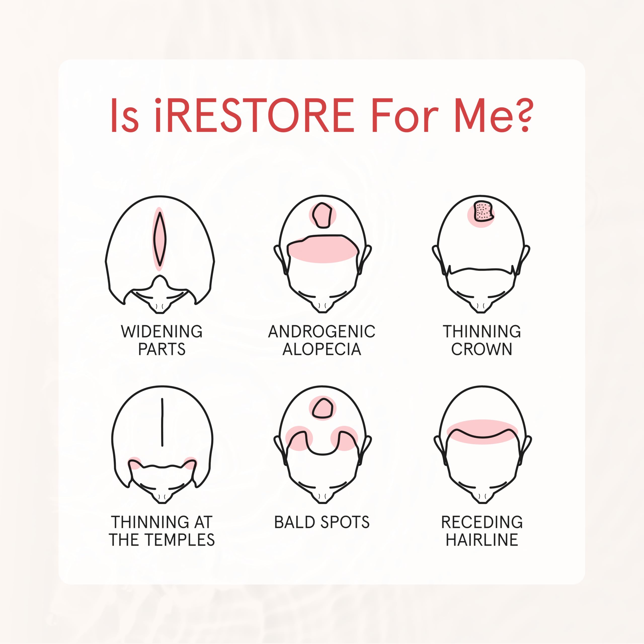 iRestore volumizing therapy preview shows thicker, more voluminous hair.
