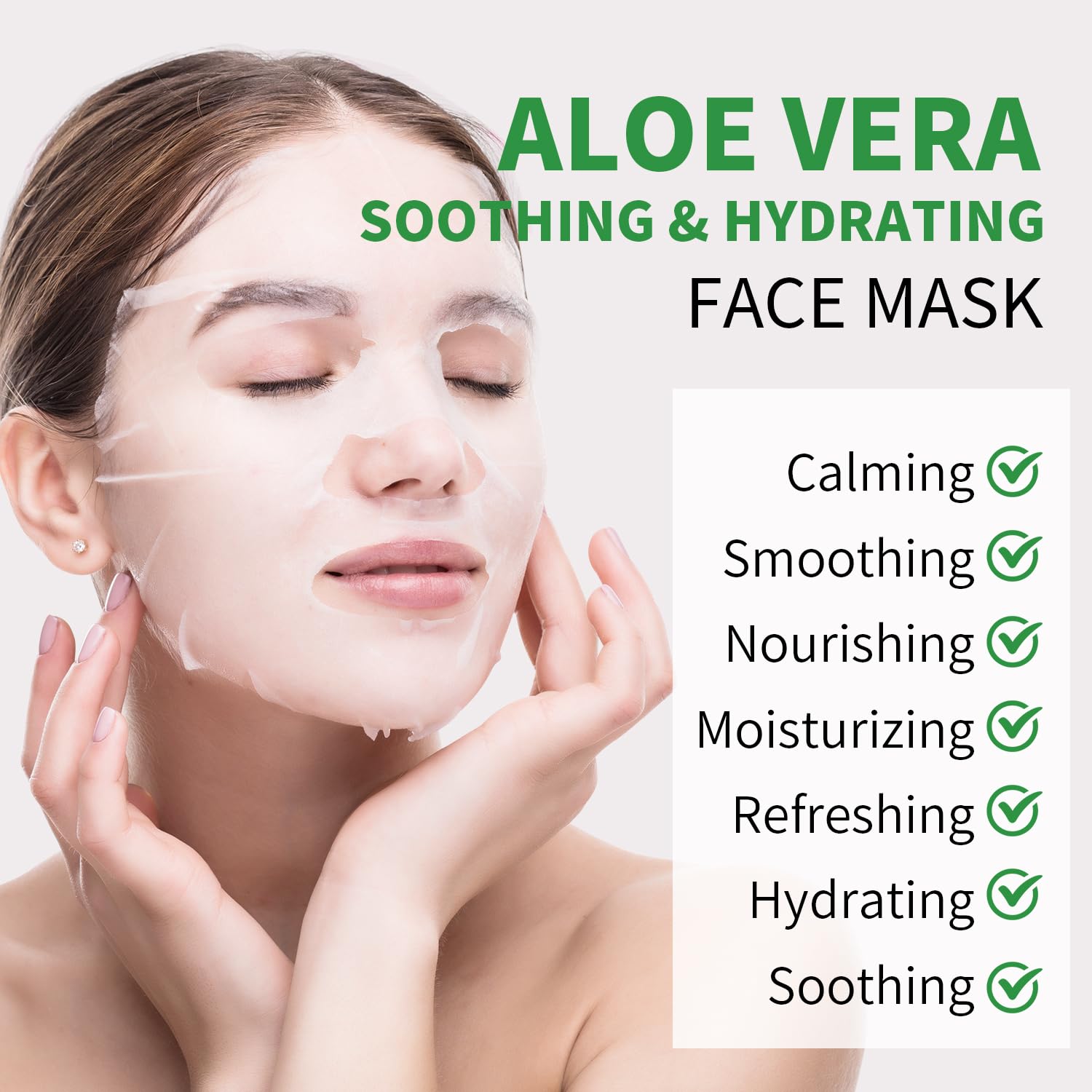 IREV Aloe Vera face mask application demonstrating easy 15-minute hydration routine.