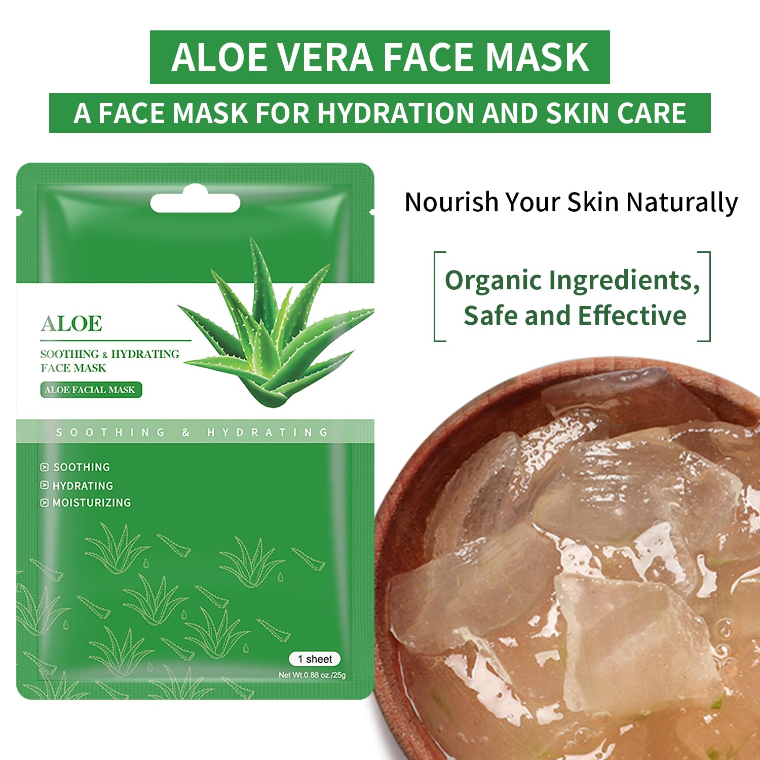 IREV Aloe Vera mask closeup texture showing soothing gel-like serum.