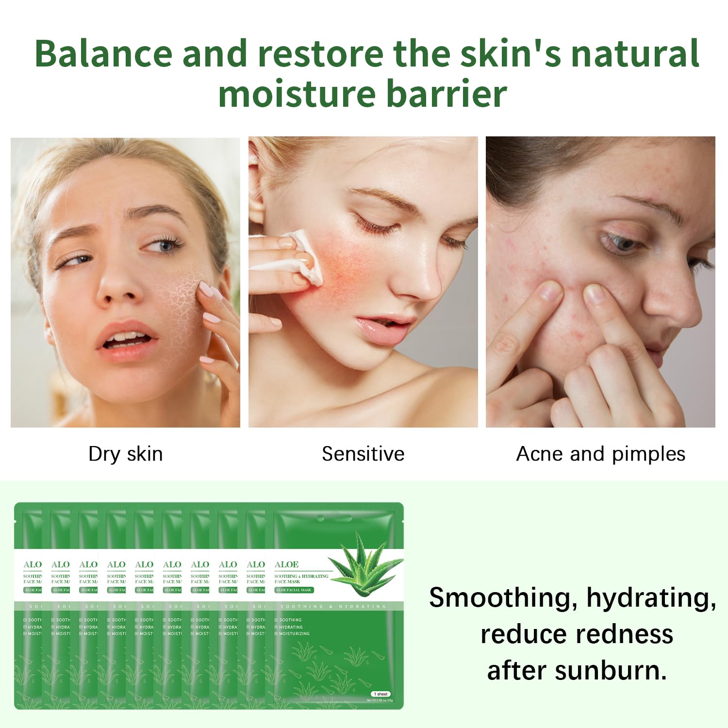 IREV Aloe Vera mask individually packaged for convenient home care.