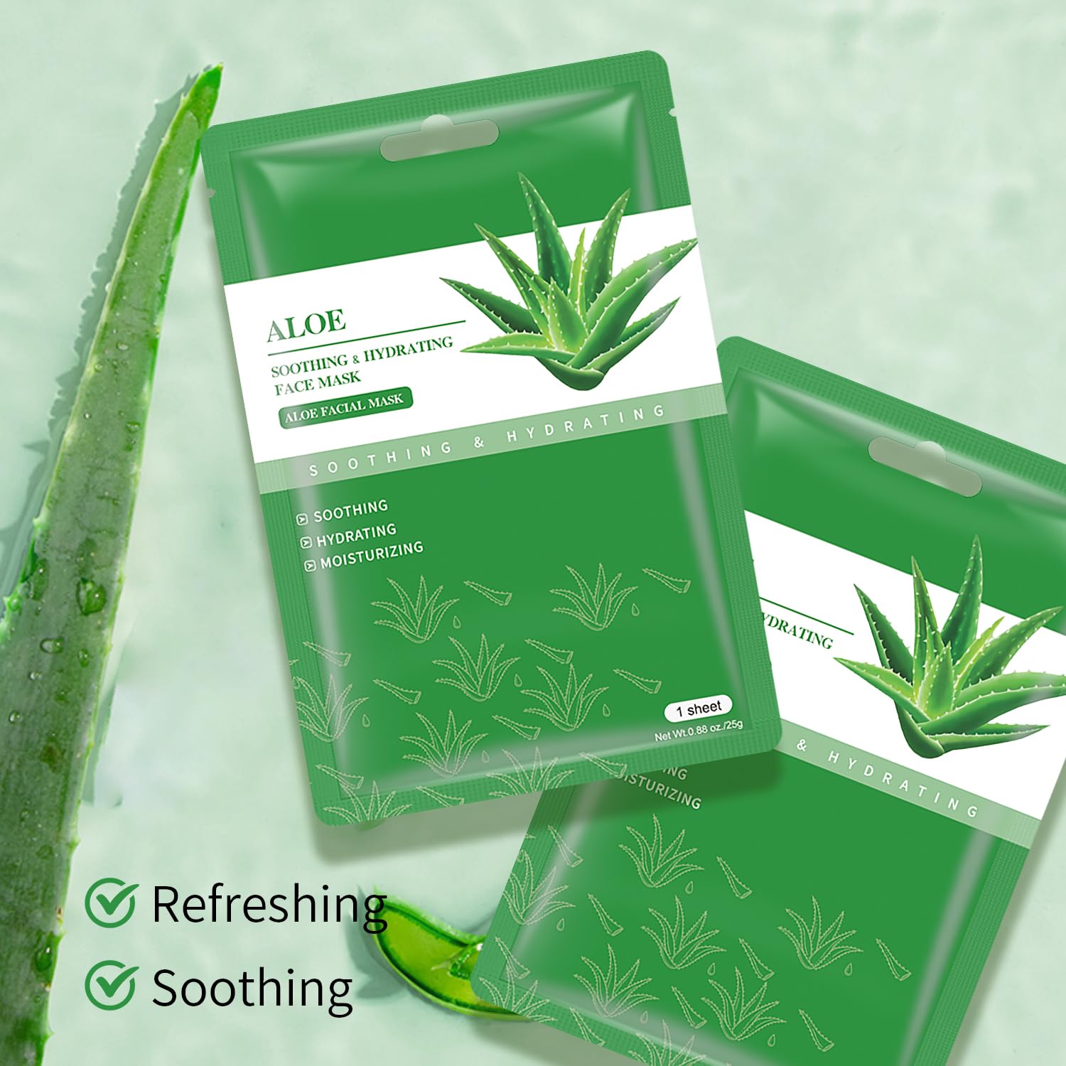 IREV Aloe Vera mask on the face with a calm, cooling sensation.