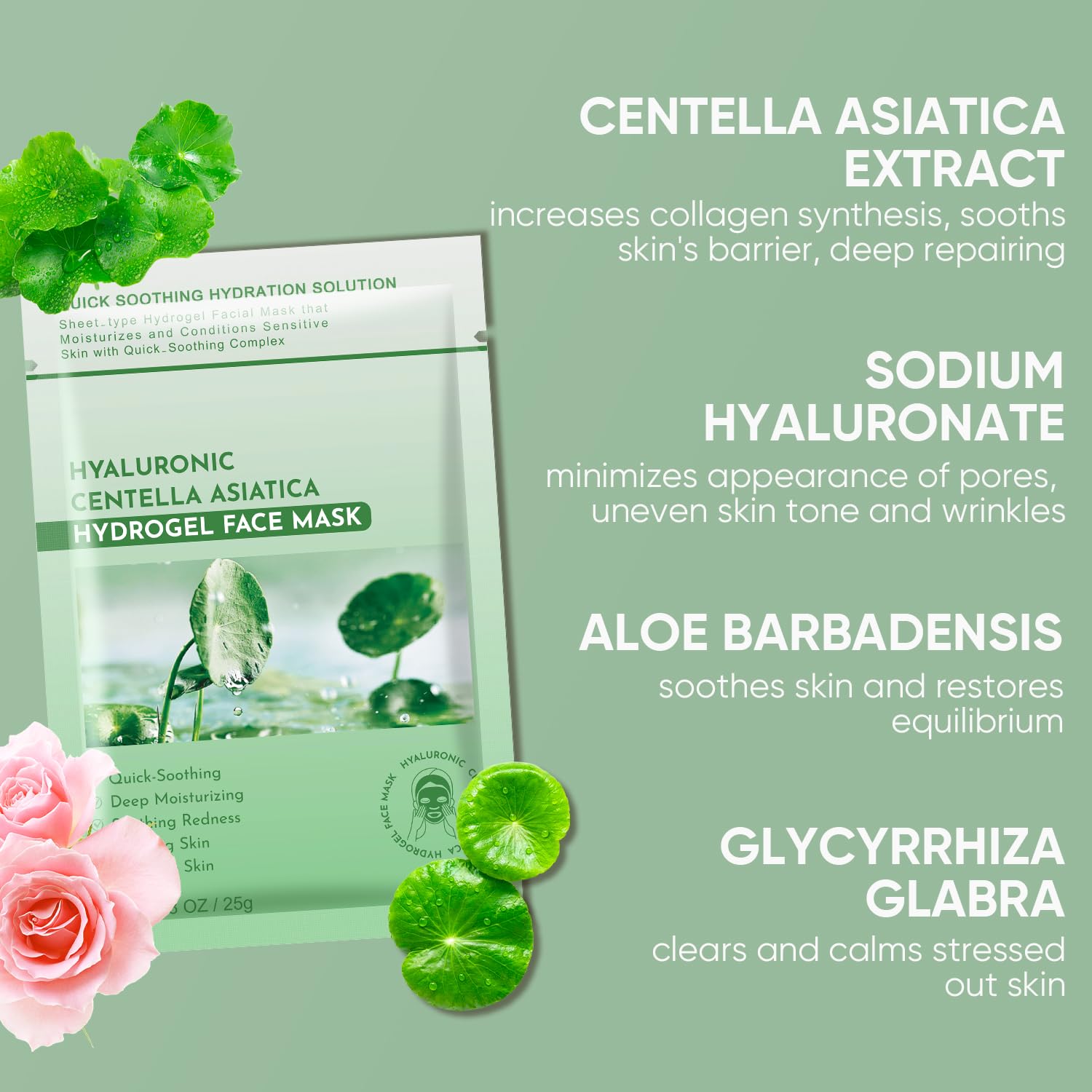 IREV Centella Mask ingredients hyaluronic acid closeup.