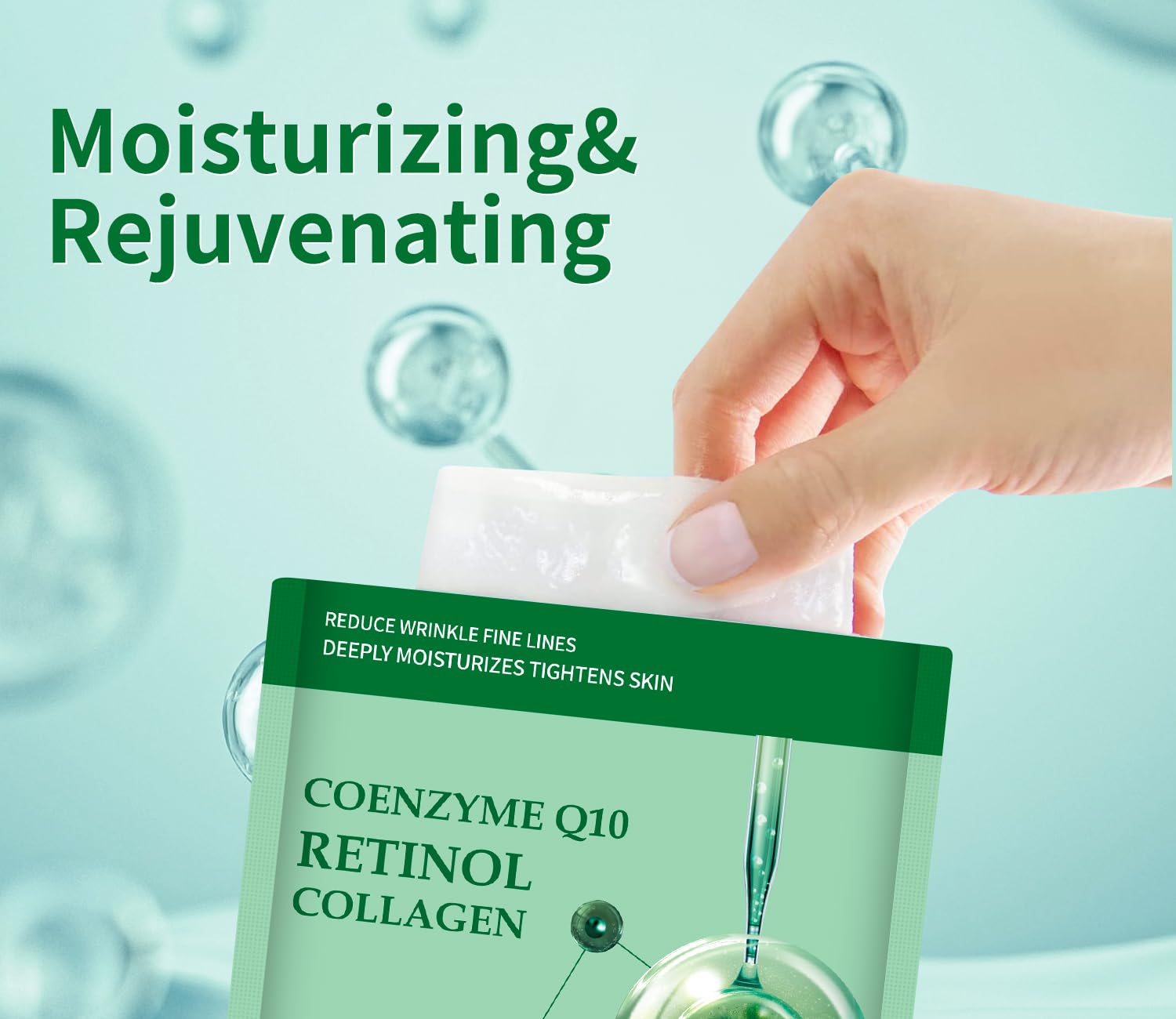 IREV collagen mask applied on face for radiant, hydrated skin.
