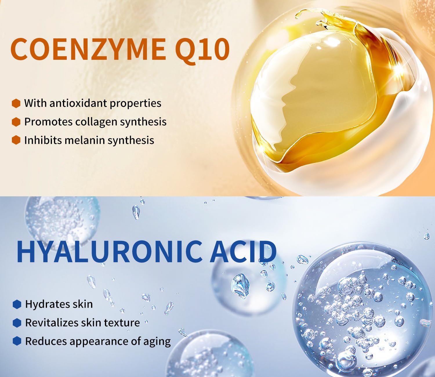 Packaging close-up highlighting coenzyme Q10 and retinol ingredients.