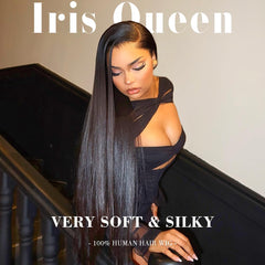 Iris Queen 13x4 transparent lace front provides seamless parting and melt.