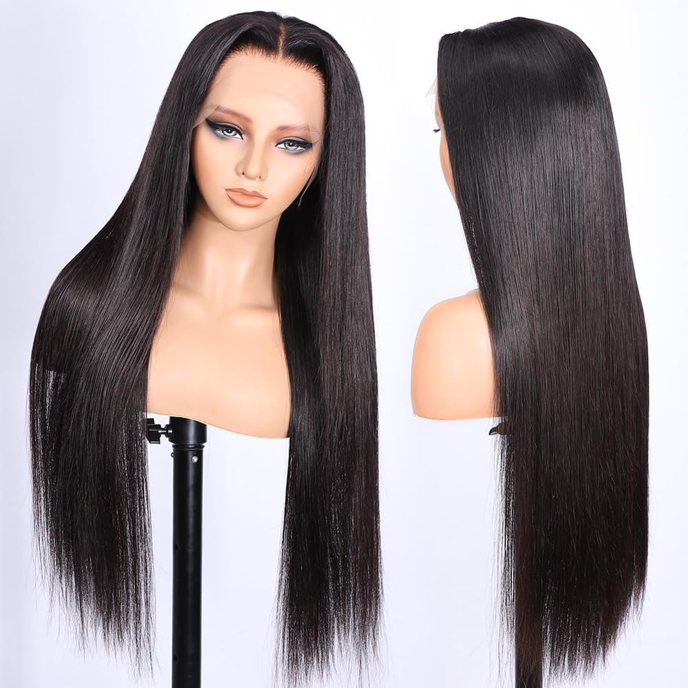 Iris Queen straight 26 inch wig with baby hairs for a natural look.