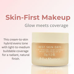 Creamy foundation swirl reveals hydrating texture with a luminous glow for olive skin.