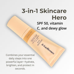 IRIS&ROMEO Weekend Skin SPF50 swatch reveals universal glow tint.
