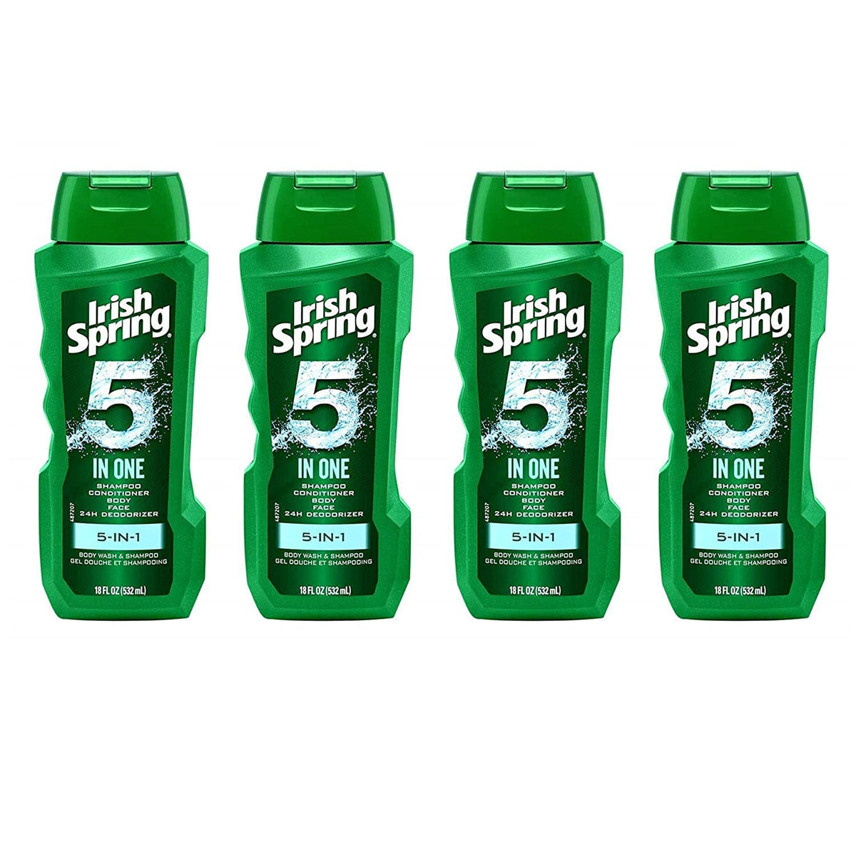 Irish Spring 5-in-1 bottle front for all-in-one grooming on the go.