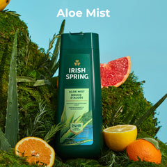 Pour action showing Irish Spring Aloe Mist dispensing a rich, foamy lather.