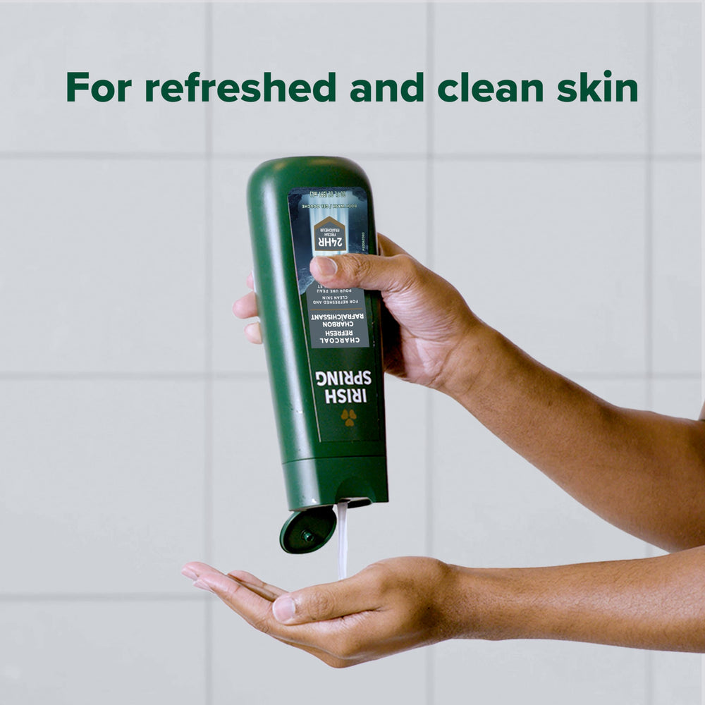 Irish Spring Charcoal Refresh after-shower towel-dried skin vibe with fresh aroma.