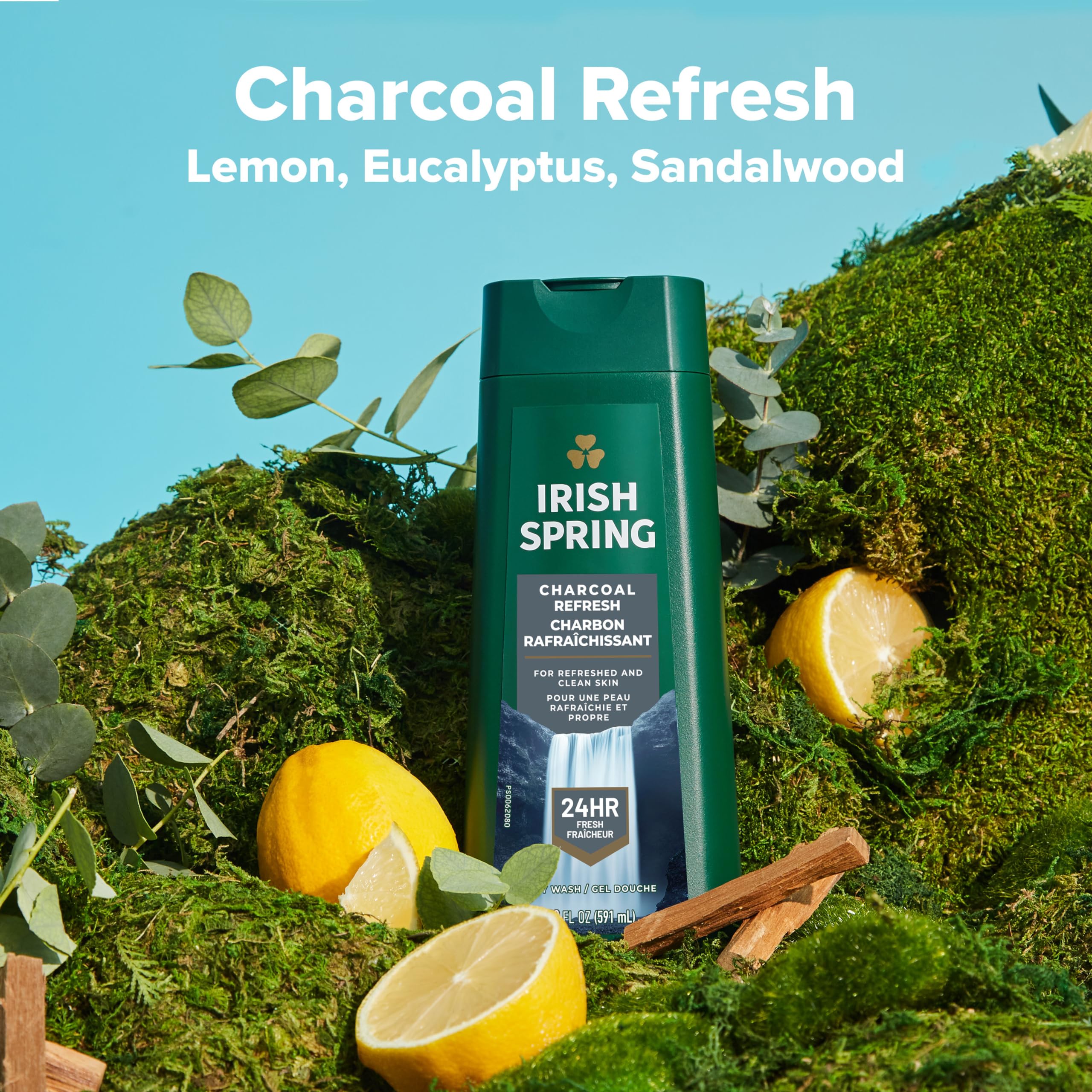 Irish Spring Charcoal Refresh lather close-up highlighting sudsy texture and cleansing feel.