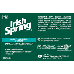 Irish Spring Clean Scrub Bar Soap delivers rich lather and a bold scent.