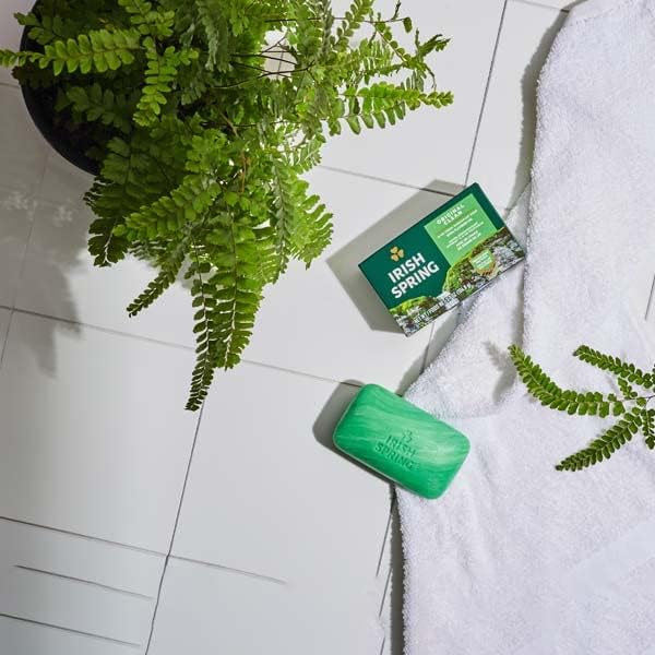 Irish Spring Original deodorant bar soap for morning shower routine.