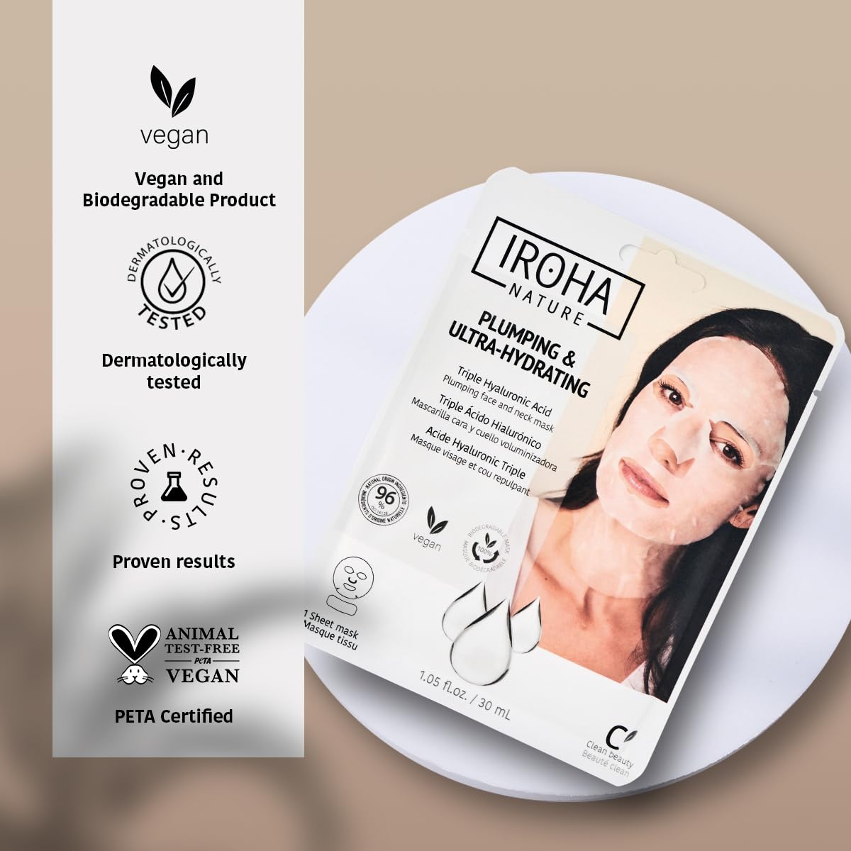 Five-piece tissue mask pack ready for routine use.