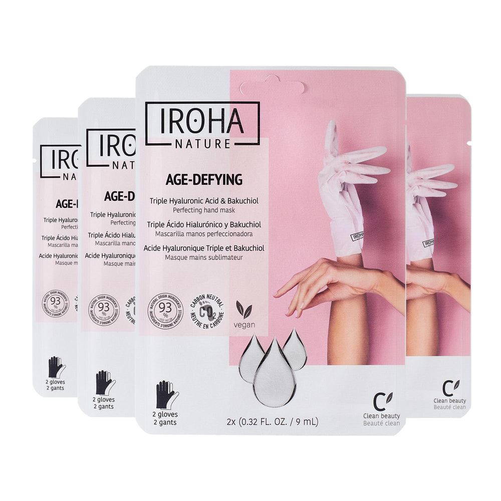 IROHA NATURE anti-aging hand mask gloves pack with four pairs for at-home pampering