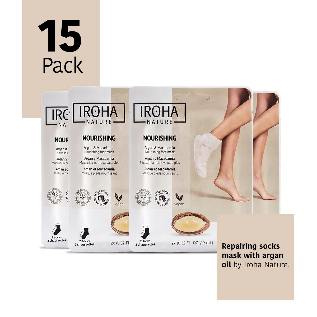 IROHA NATURE foot mask using double-layer technology for better absorption