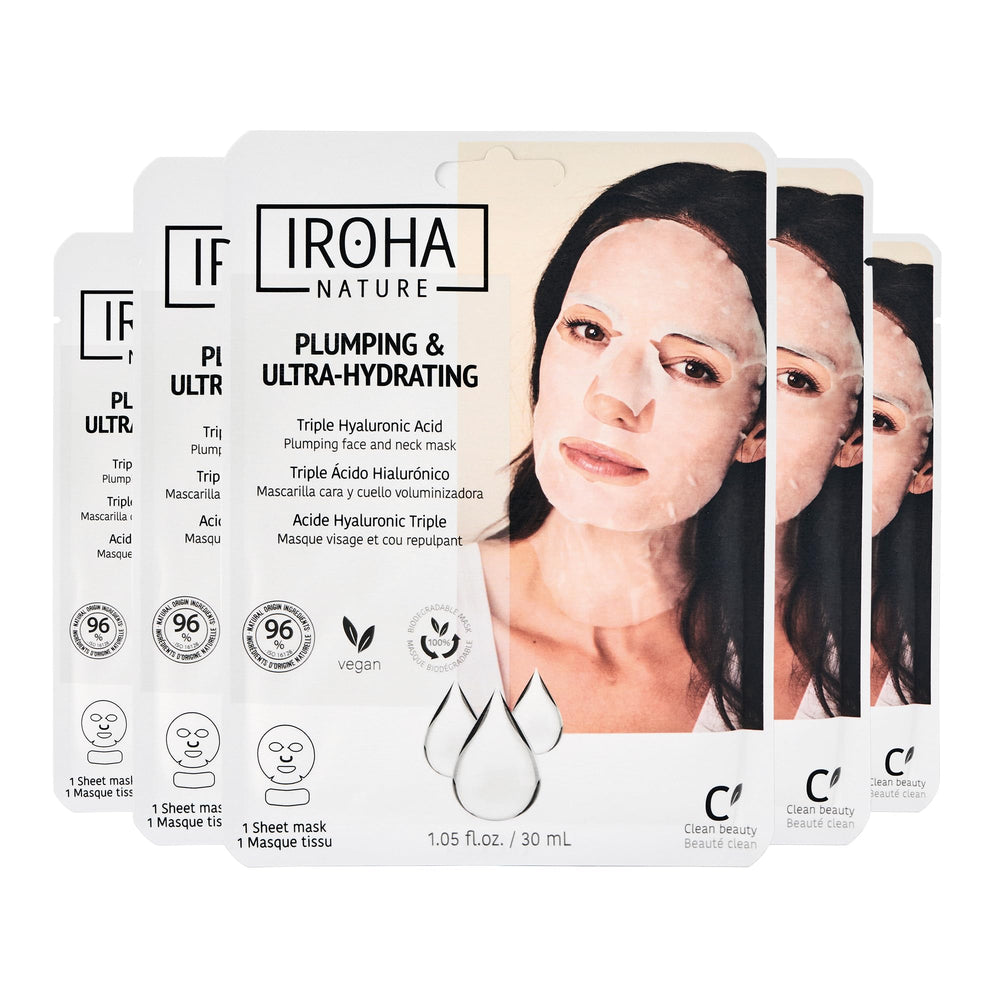 IROHA NATURE Replumping mask during application for smoother, hydrated skin.