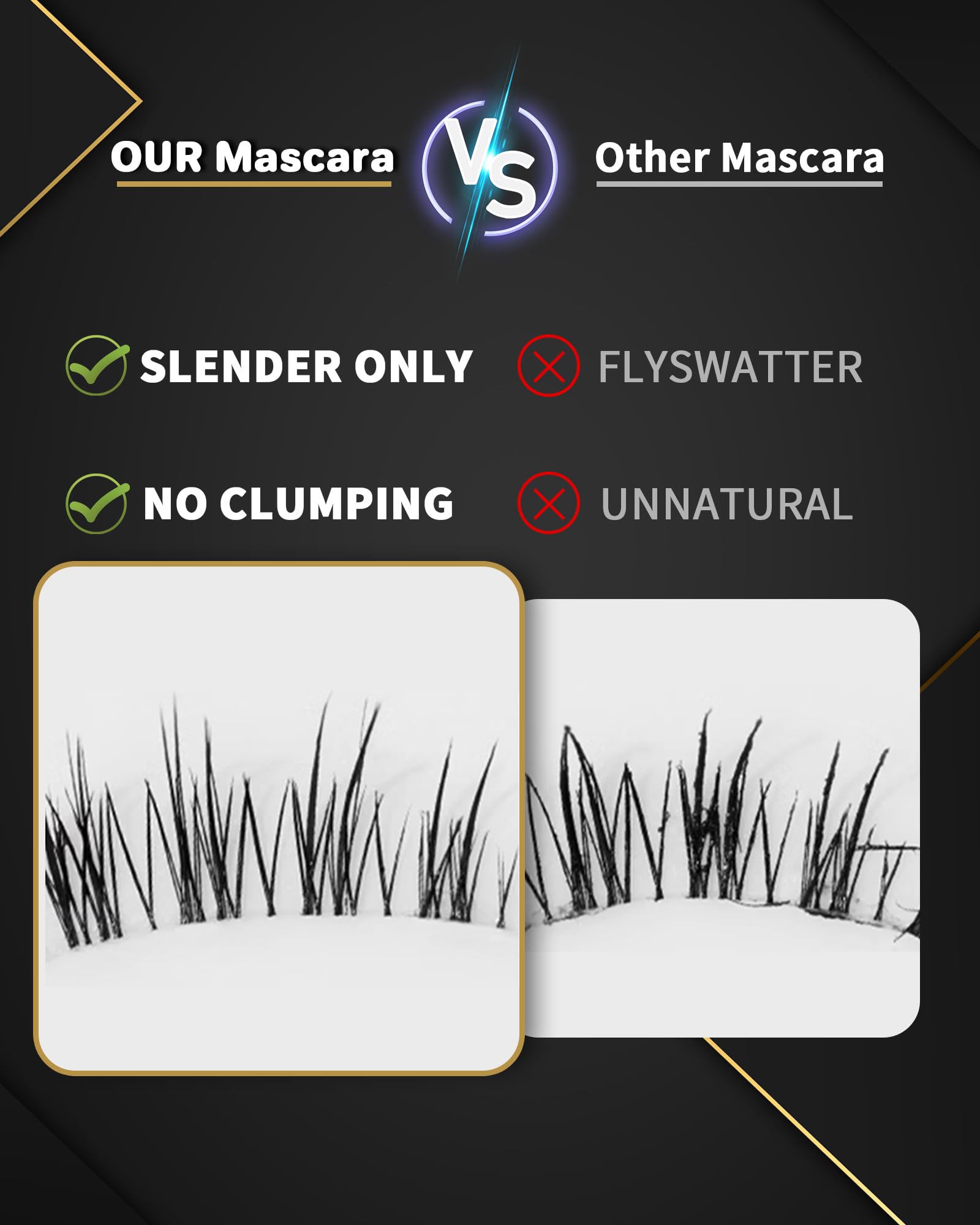 Iron Wand Mascara clump-free application for even coats.