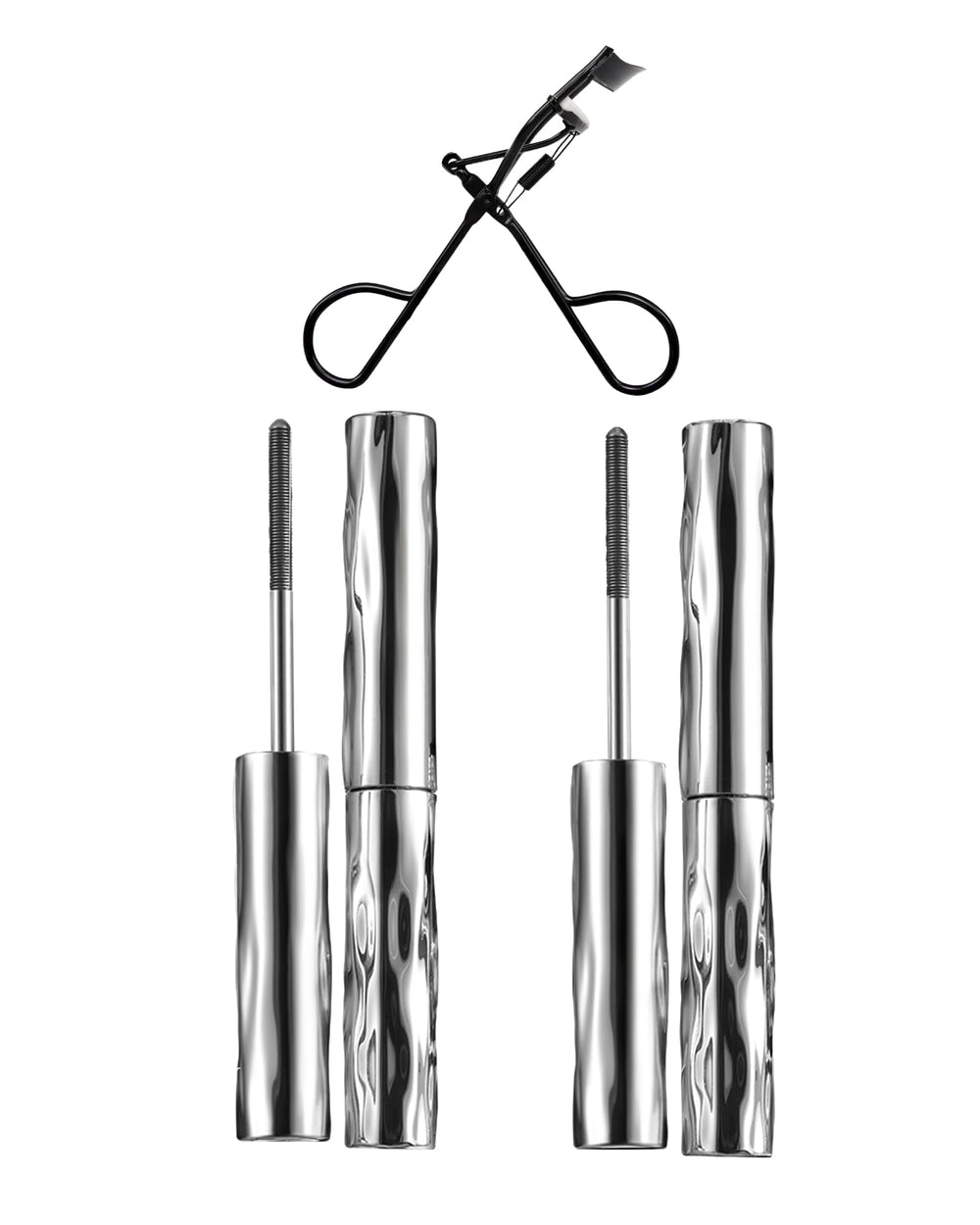 Iron Wand Mascara with telescopic brush for dramatic volume and separation.