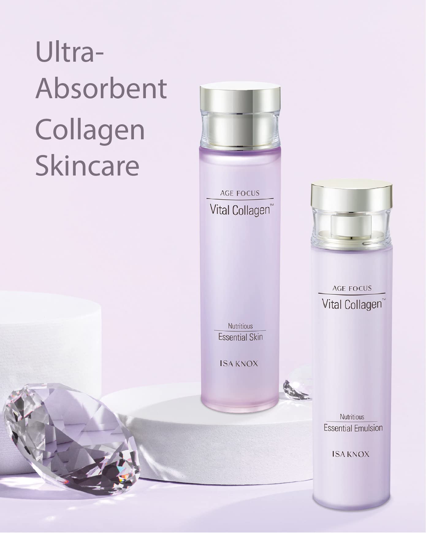 Isa Knox Vital Collagen Toner mini bottle close-up for travel routine.