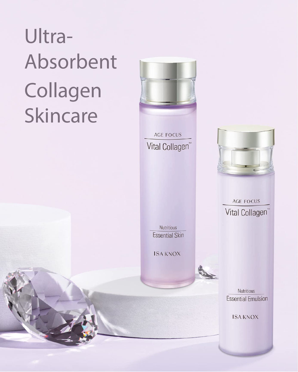 Isa Knox Vital Collagen Toner mini bottle close-up for travel routine.