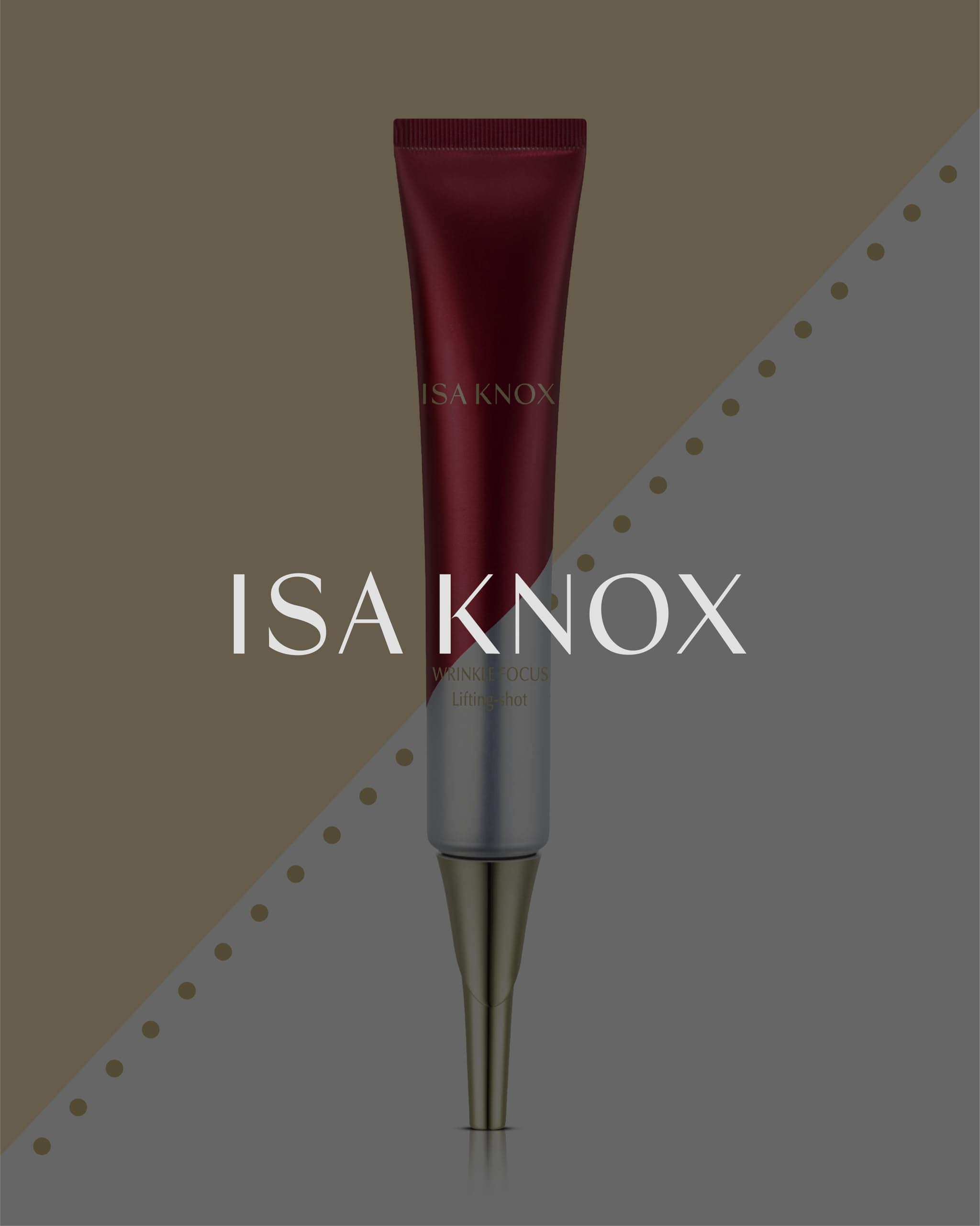 ISA KNOX Wrinkle Focus Shot bottle close-up reflects luxe skincare experience.