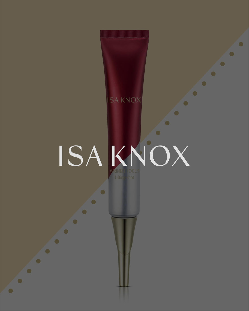 ISA KNOX Wrinkle Focus Shot bottle close-up reflects luxe skincare experience.