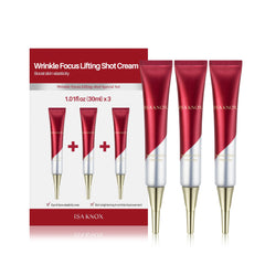 ISA KNOX Wrinkle Focus Shot Cream pack of three bottles for daily elasticity support.