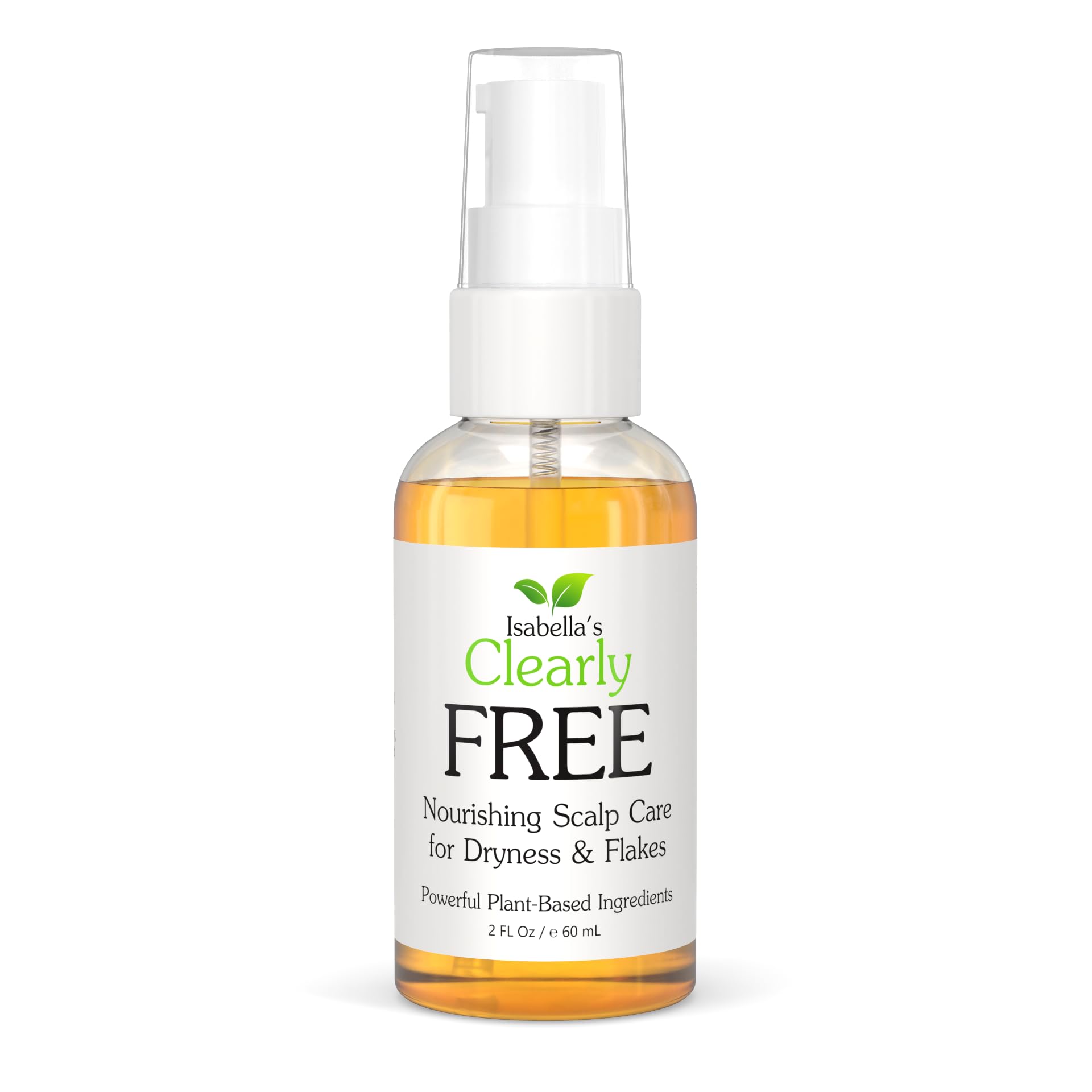Isabella's Clearly FREE bottle pour shows a lightweight scalp oil for daily comfort