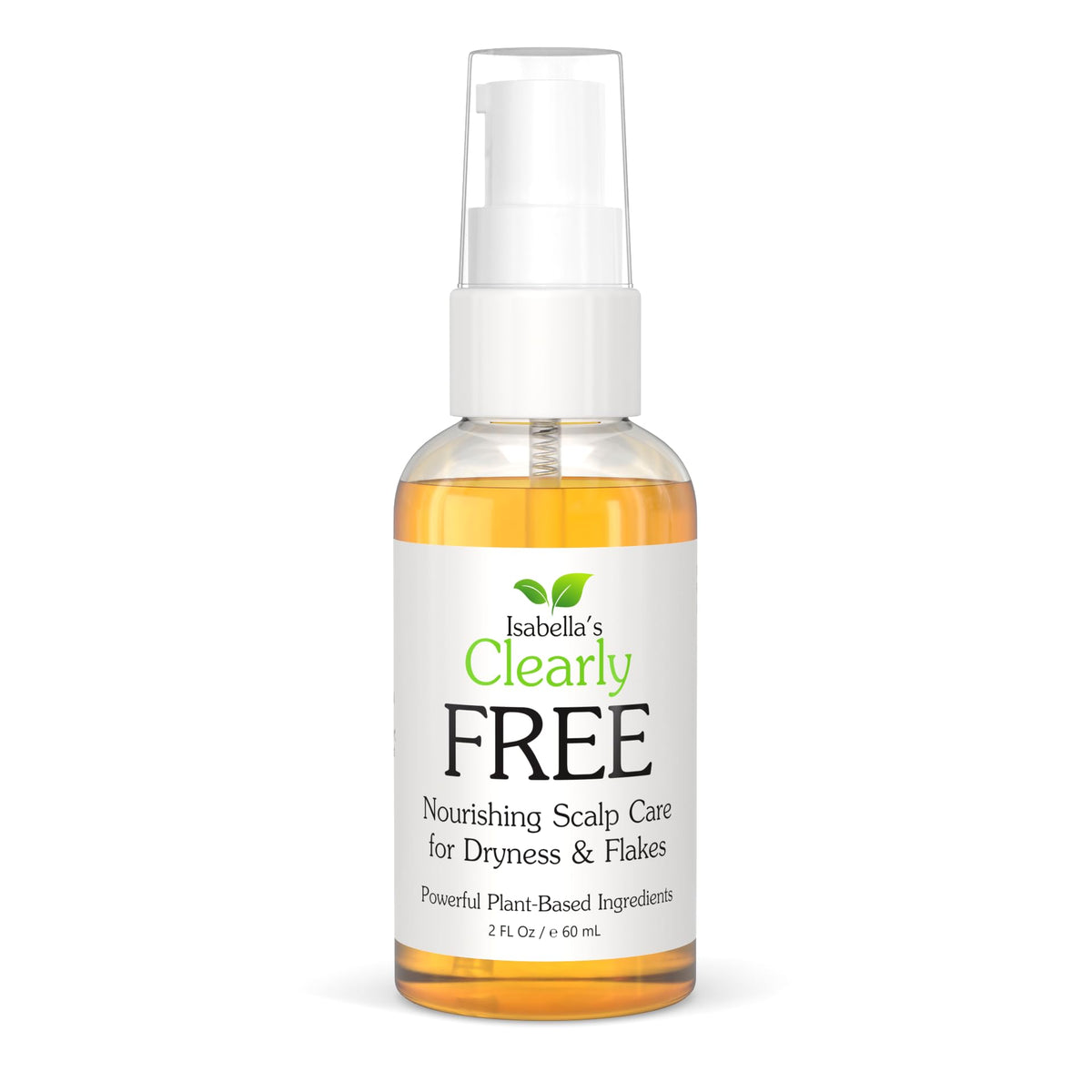Isabella's Clearly FREE bottle pour shows a lightweight scalp oil for daily comfort