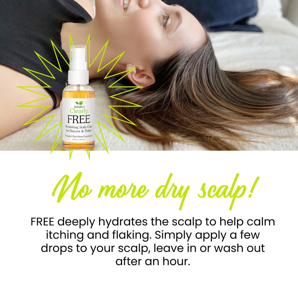 Isabella's Clearly FREE ingredients blend features tea tree and manuka for scalp care