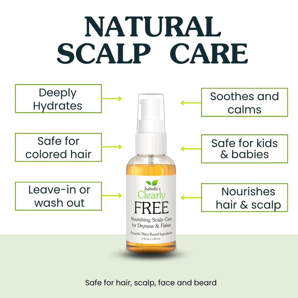 Isabella's Clearly FREE scalp application illustrates an easy daily routine for itch relief