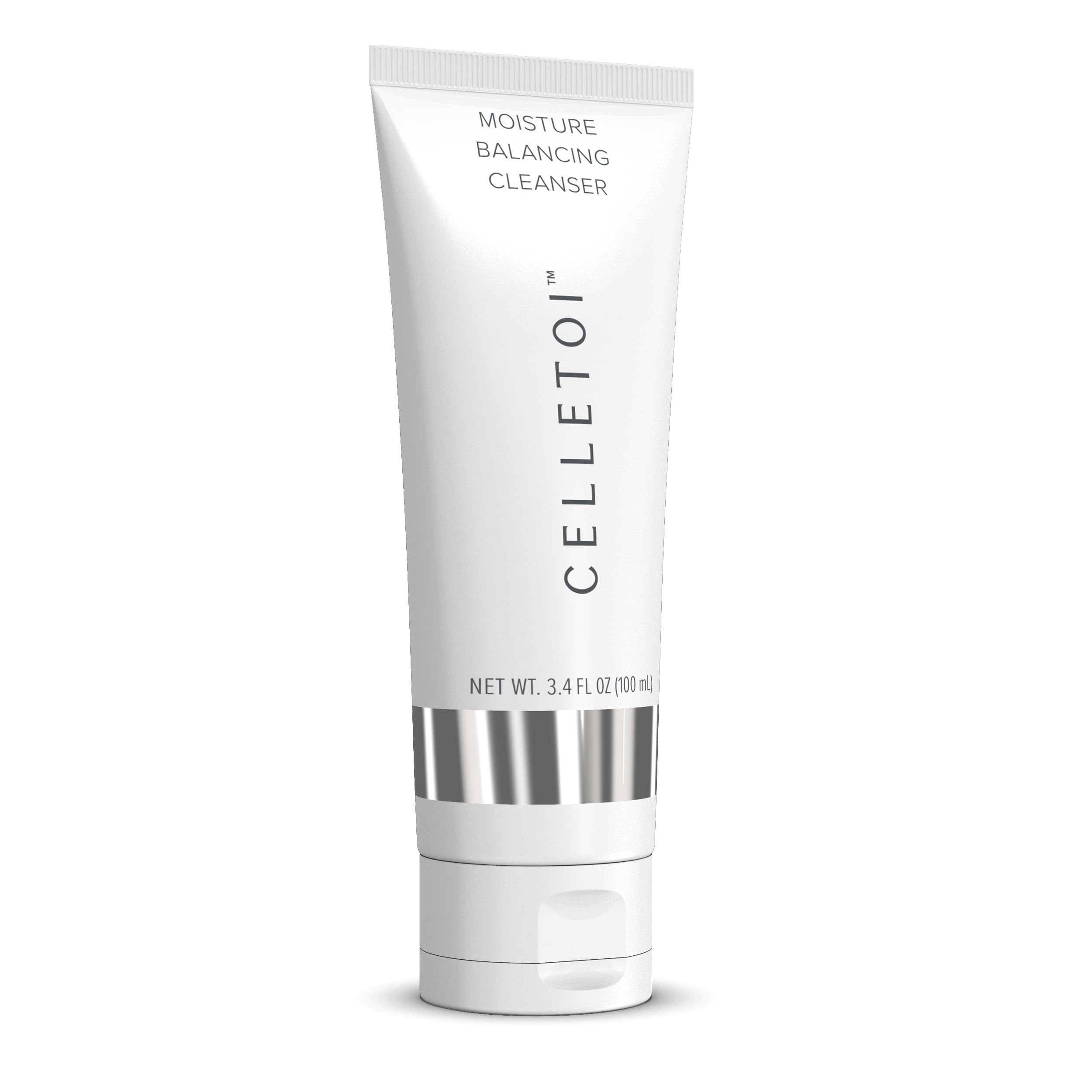 Isagenix Celletoi cleanser bottle showing creamy foam for gentle makeup removal.